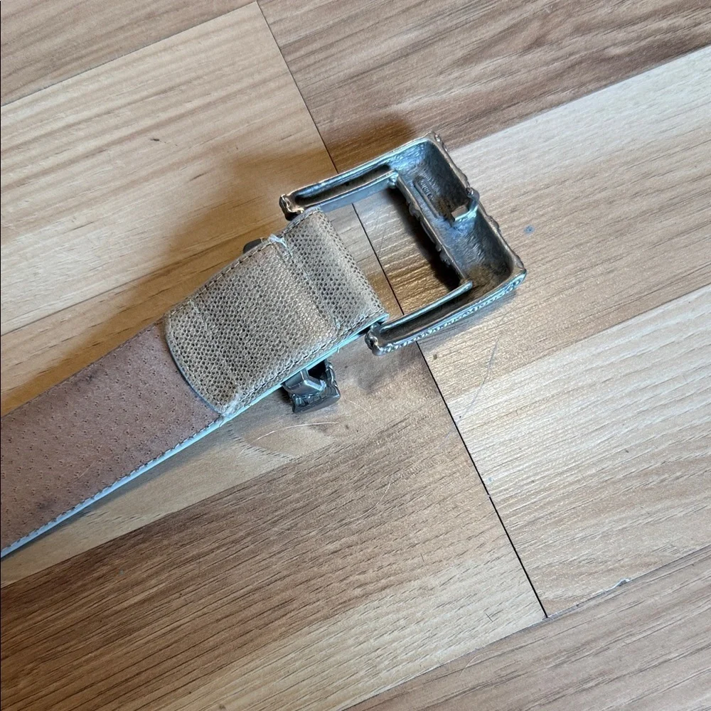 Carlisle Tan Belt with Textured Silver Buckle